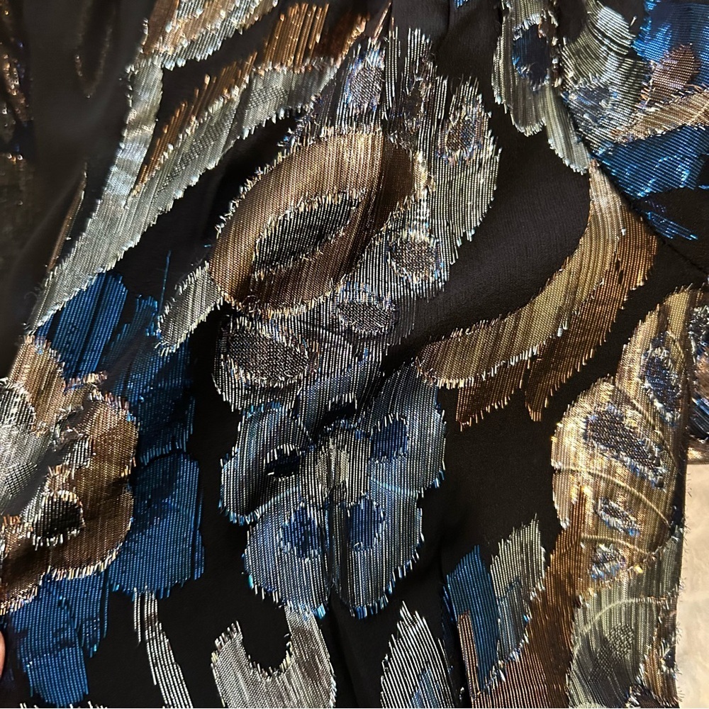 Ramy Brook Womens Jacquard Mini Dress Metallic Floral - Medium Shaina Dresz - Picture 8 of 15